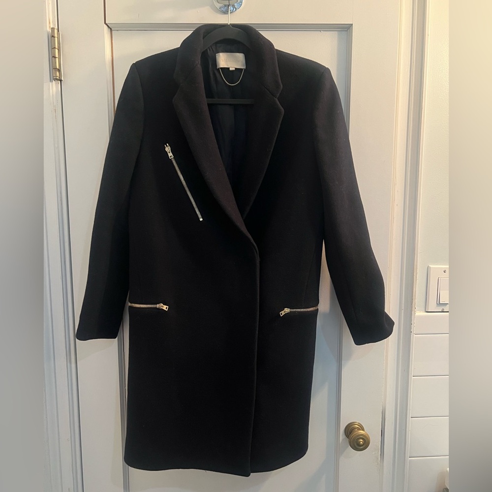 Vanessa Bruno Elegant Black Trench Coat with Silver Accents